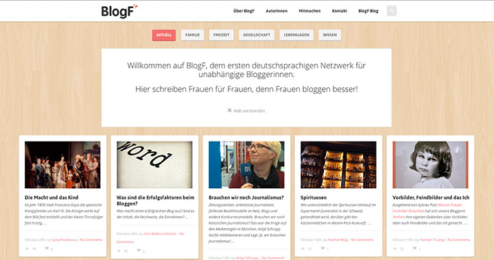 Die BlogF-Webseite