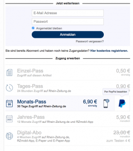 Paywall der Rhein-Zeitung