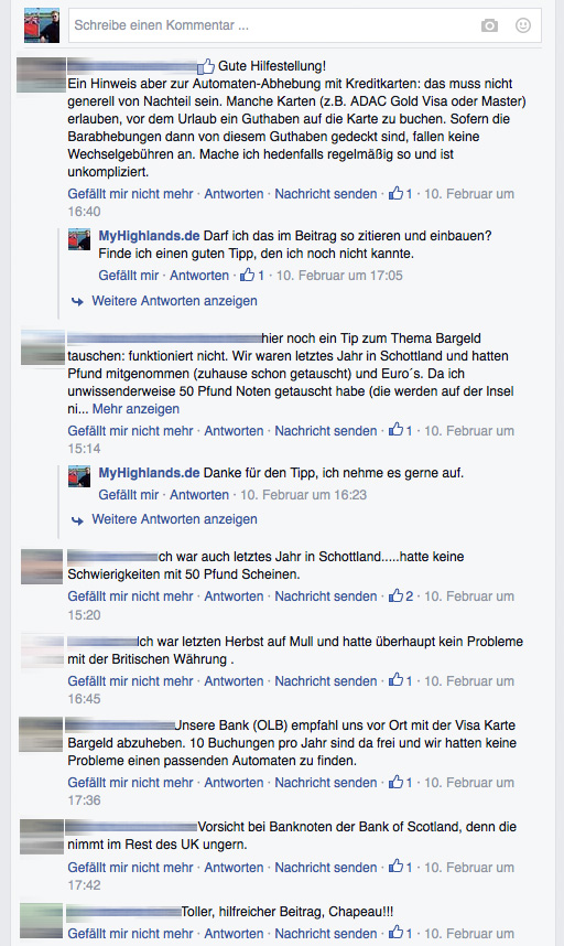 Feedback auf Facebook